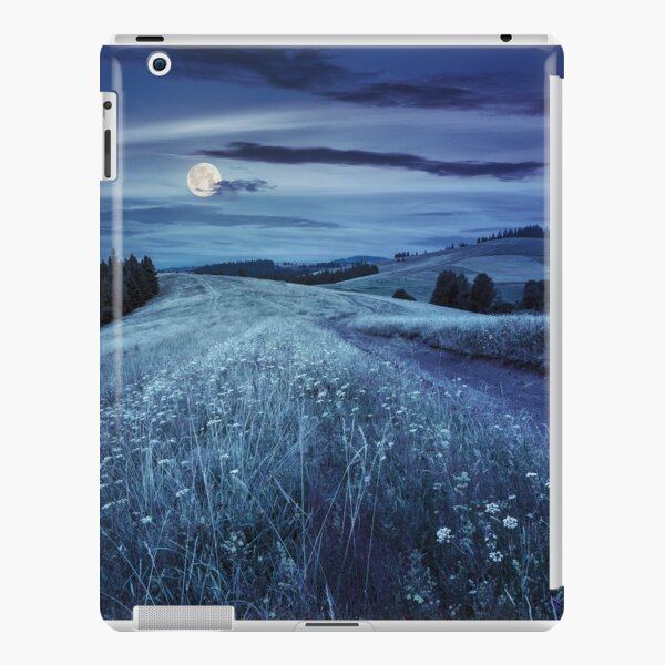 road through the meadow on hillside at night iPad Snap Case
