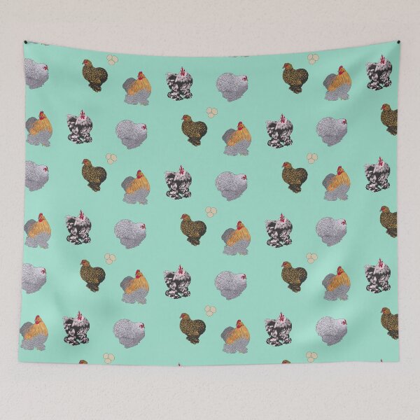 Item preview, Cochin Pekin Bantams Pattern Seafoam designed and sold by Ashley Gagnon.