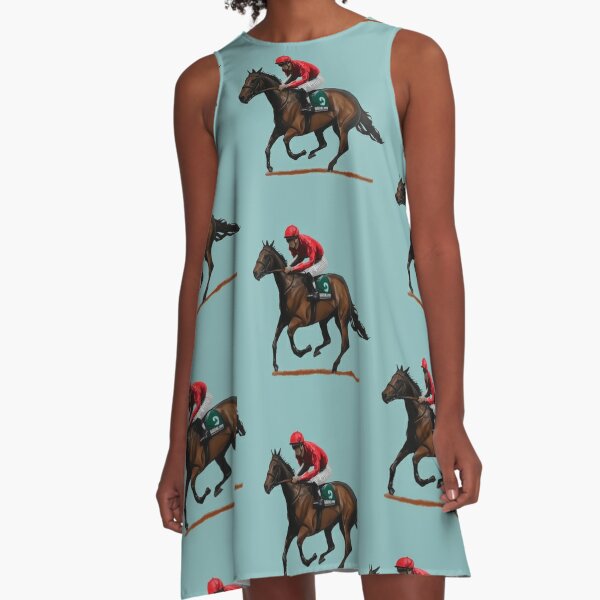 Rider and Race Horse In Full Gallop A-Line Dress