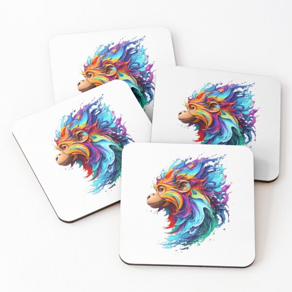 Item preview, Monkey Digital Painting - Rainbow Splash of Ink designed and sold by Azayda Designs.