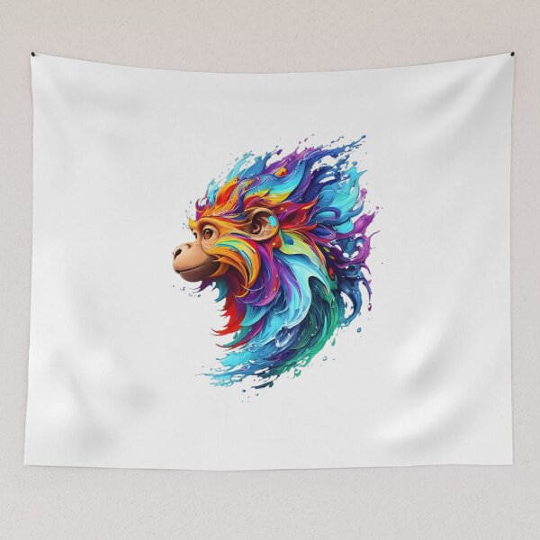 Item preview, Monkey Digital Painting - Rainbow Splash of Ink designed and sold by Azayda Designs.