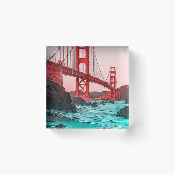 Golden Gate Bridge - Panorama Acrylic Block