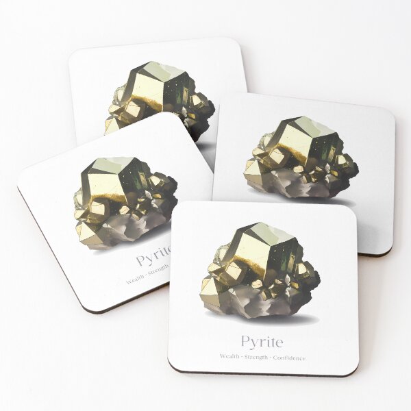 Item preview, Pyrite Crystal Watercolor Print - Pyrite Info Spiritual Properties - Wealth Feng Shui designed and sold by heavyhebi.