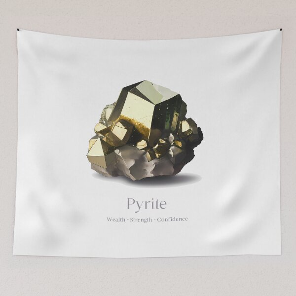 Item preview, Pyrite Crystal Watercolor Print - Pyrite Info Spiritual Properties - Wealth Feng Shui designed and sold by heavyhebi.