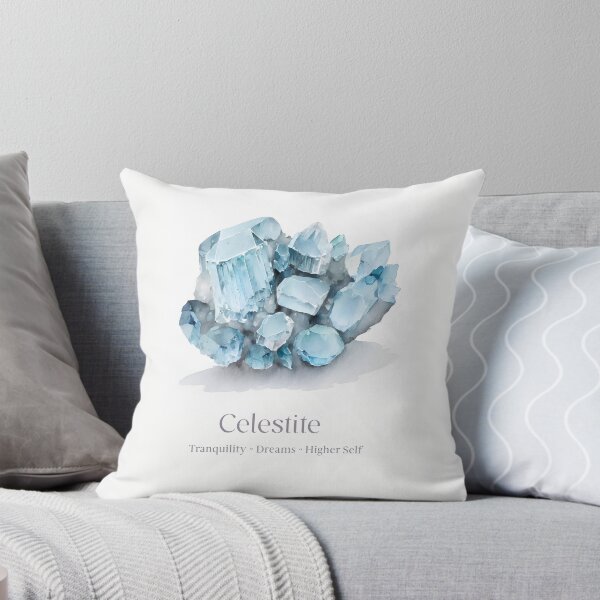 Item preview, Celestite Crystal Watercolor Print - Celestite Info Spiritual Properties - Dreams Sleep Higher Self designed and sold by heavyhebi.