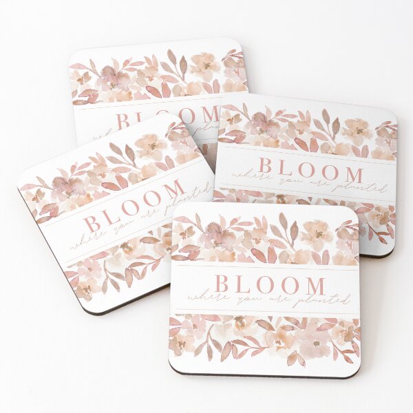 Item preview, Blush Pink Floral Pattern - Bloom Where You Are Planted Quote designed and sold by Kristen Laczi.