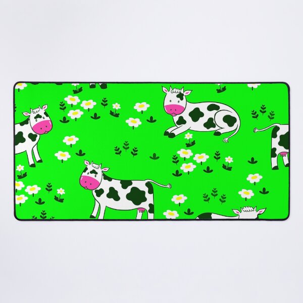 Item preview, green cow print daisy floral designed and sold by Gossip Rag.