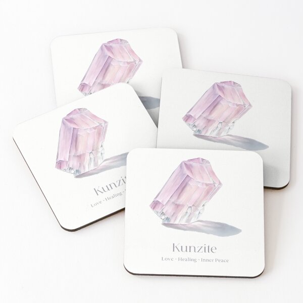 Item preview, Kunzite Crystal Watercolor Print - Kunzite Info Spiritual Properties - Peace, Self-Love designed and sold by heavyhebi.