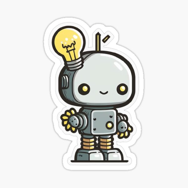 Little Cute Robot With Light Bulb – Adorable Tech-Inspired Design Funny  Simple Color Kawaii 2D Art Nice Character Sticker for Sale by Robotkovo