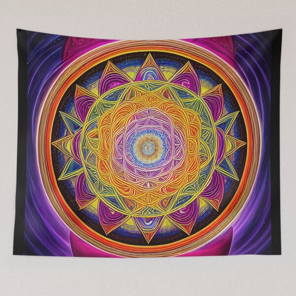 Item preview, Neon "Sacred Vision Mandala #7" A Stunning Piece of Art Combining Sacred Geometry and Visionary Art designed and sold by Nirou-Art.