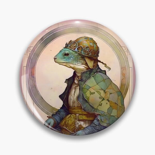 Item preview, Vintage Art Nouveau Anthropomorphic Turtle Monarch designed and sold by entwithanaxe.