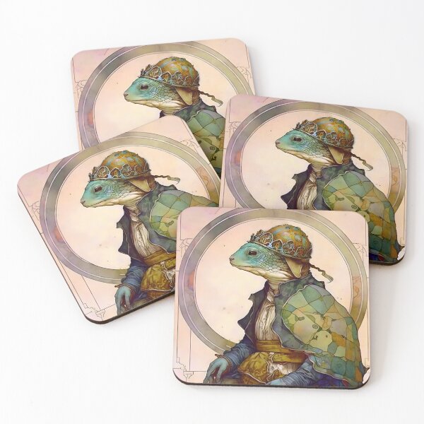 Item preview, Vintage Art Nouveau Anthropomorphic Turtle Monarch designed and sold by entwithanaxe.