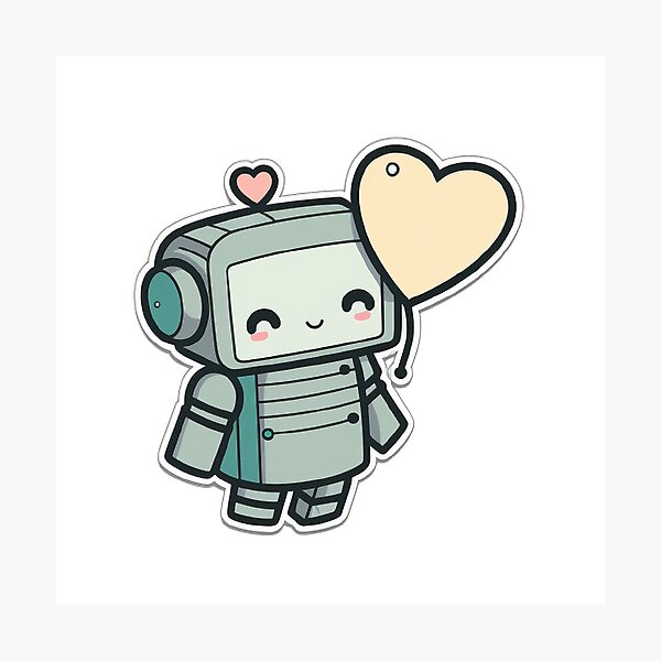 Item preview, Little Cute Robot With Heart – Adorable Tech-Inspired Design Funny Simple Color Kawaii 2D Art Nice Character designed and sold by Robotkovo.