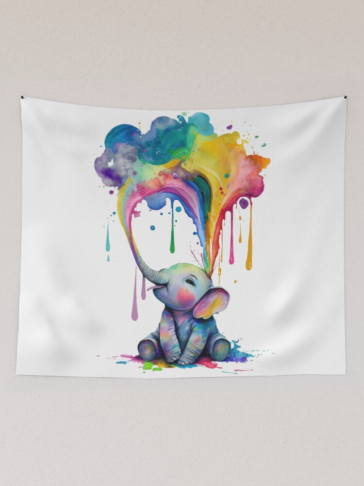 Rainbow elephant online tapestry