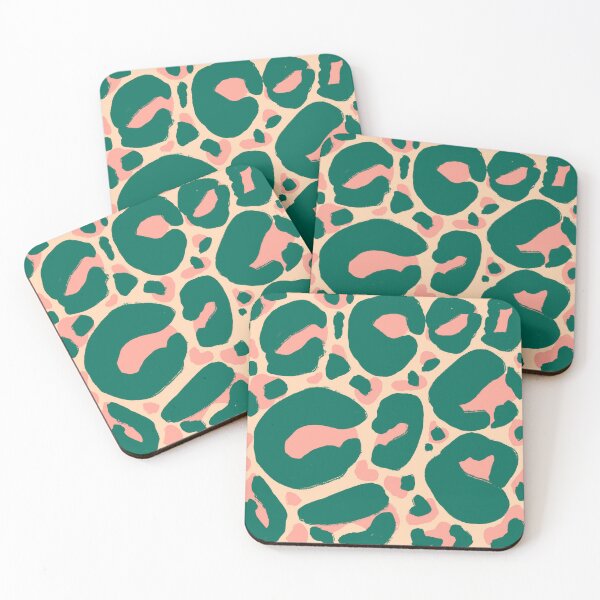 Item preview, Funky leopard print in green and pink on peach designed and sold by katerosestudios.