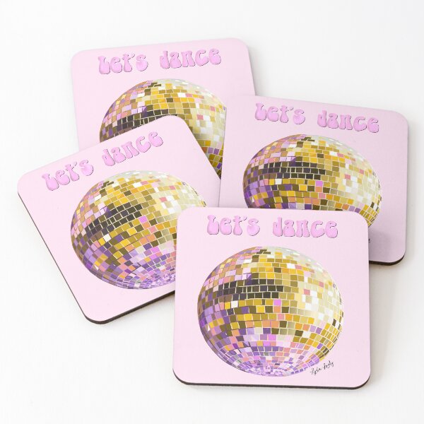 Artikelvorschau, Let's dance square artwork- pastel yellow- pink background entworfen und verkauft von Studio Lydia Lovely.