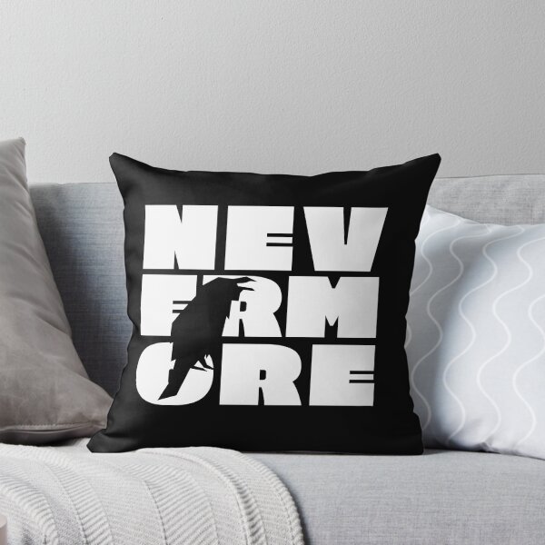Item preview, NEVERMORE in large white block letters + raven cut-out - famous Edgar Allan Poe quote designed and sold by Ofeefee.