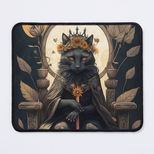 Item preview, Queen of Wands Tarot Card Art Print - Cats Tarot - Fantasy Cat Art - Black Cat designed and sold by heavyhebi.