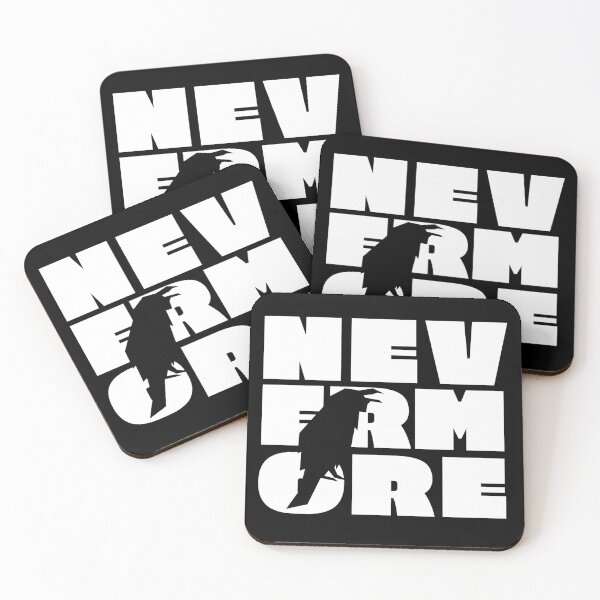 Item preview, NEVERMORE in large white block letters + raven cut-out - famous Edgar Allan Poe quote designed and sold by Ofeefee.