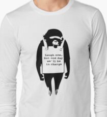 Banksy Print Monkey Laugh Now Chimp Long Sleeve T-Shirt