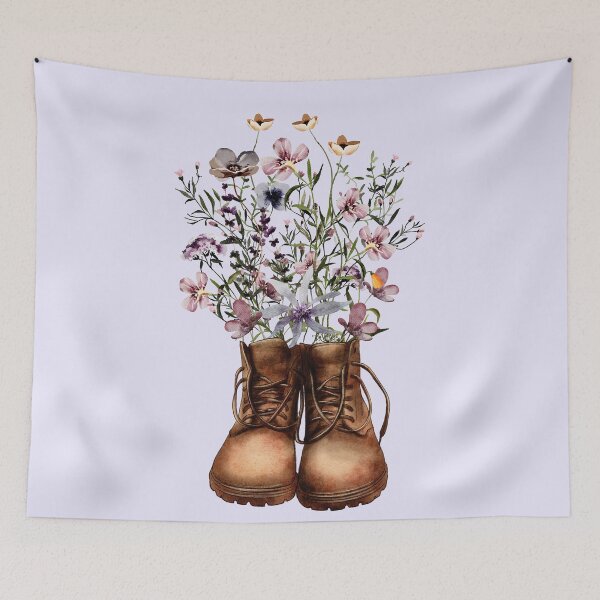 Item preview, Wildflower Hiking Boots Purple designed and sold by Nature Hues.