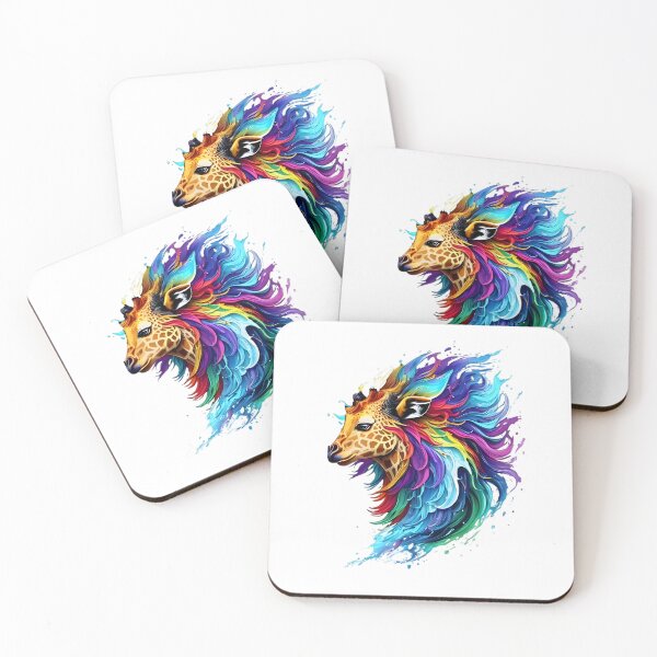 Item preview, Giraffe Digital Painting - Rainbow Splash of Ink designed and sold by Azayda Designs.