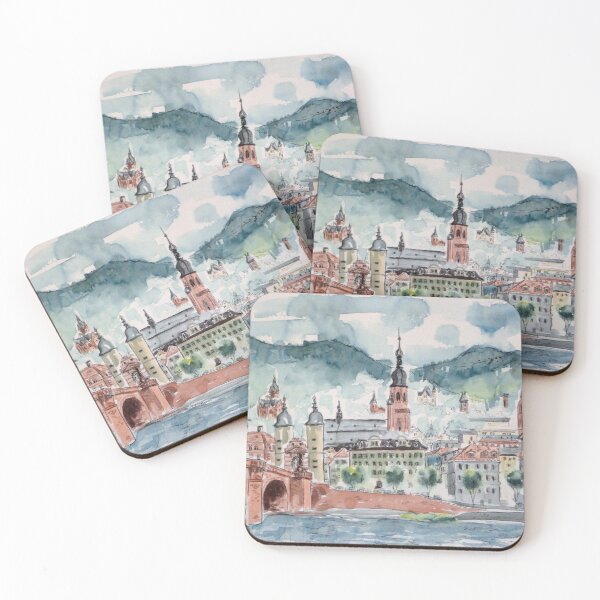 Item preview, University of Heidelberg Across the Neckar River –  Watercolor by David Redmond designed and sold by DEL-Productions.