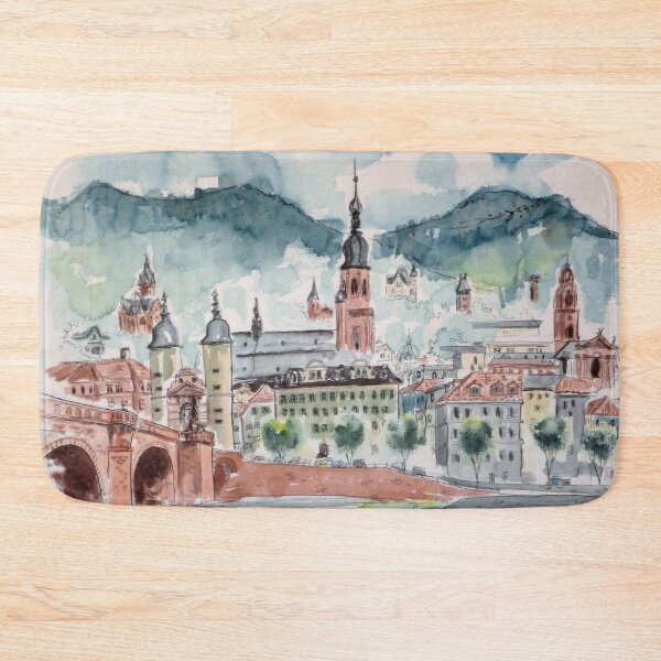 Item preview, University of Heidelberg Across the Neckar River –  Watercolor by David Redmond designed and sold by DEL-Productions.