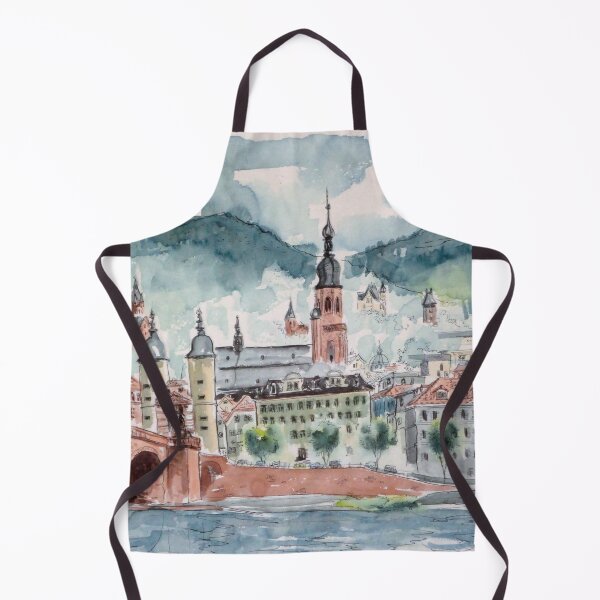 Item preview, University of Heidelberg Across the Neckar River – Watercolor by David Redmond designed and sold by DEL-Productions.