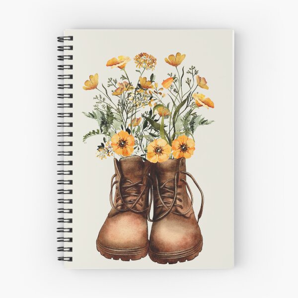 Item preview, Wildflower Hiking Boots Yellow designed and sold by Nature Hues.
