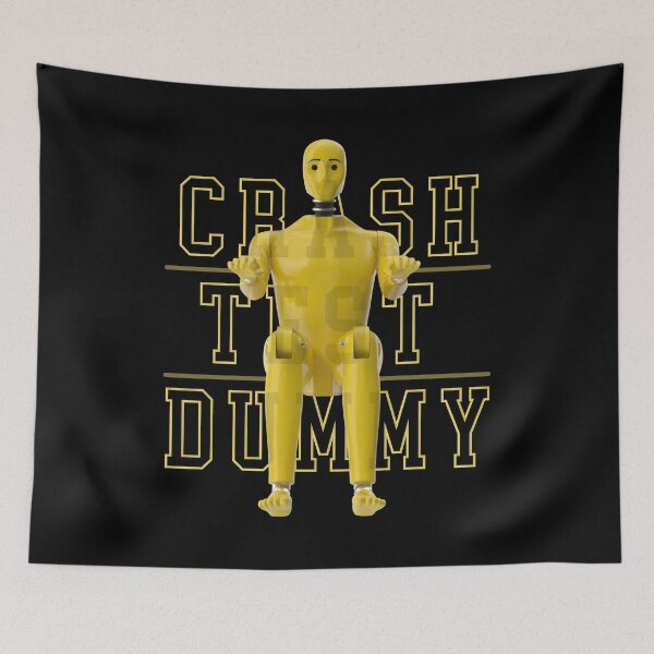 Item preview, Crash Test Dummy Yellow Crash Test Man Facing Forward With Yellow Text As Background designed and sold by activlifewear.
