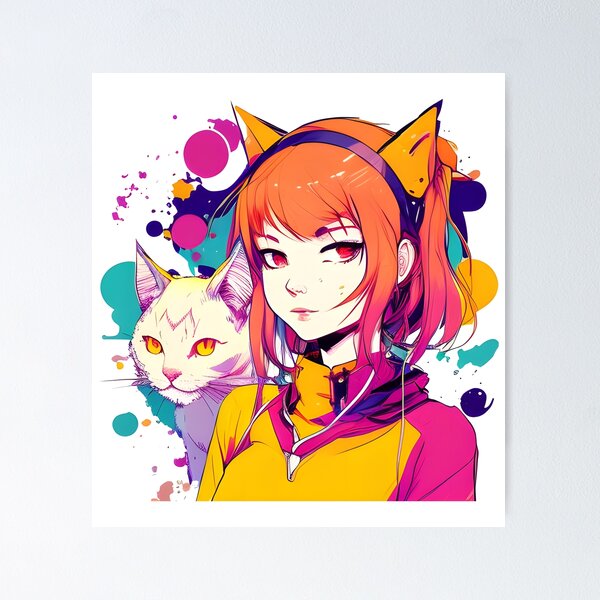 Neko Waifu Anime Cat Girl ' Poster, picture, metal print, paint by  AestheticAlex