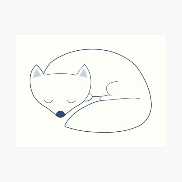 Arctic Fox white asleep Art Print