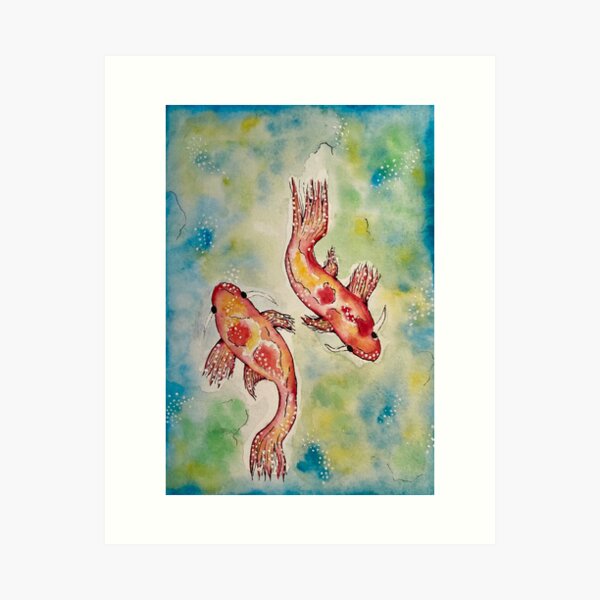 Pretty watercolor rainbow fish Art Print