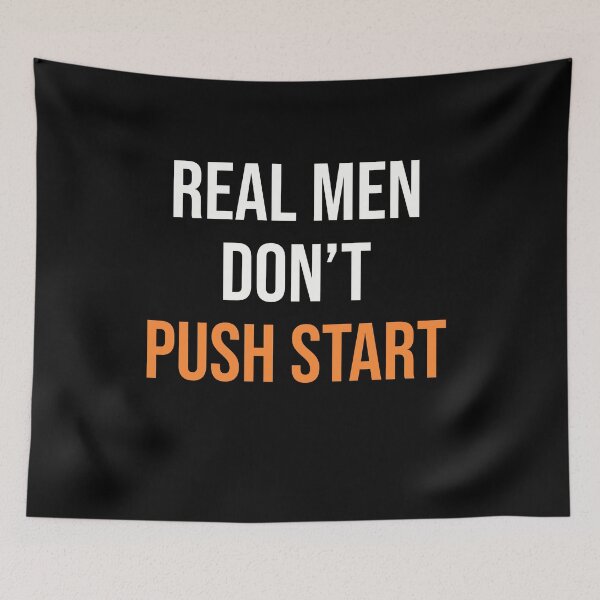 Item preview, Real Men don't Push Start - Vintage Motocross Design - Kickstart Kenny Edition designed and sold by starider.