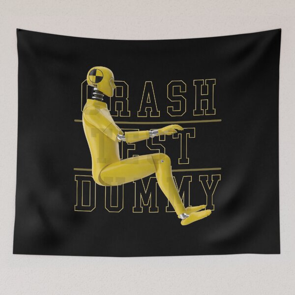Item preview, Crash Test Dummy Yellow Crash Test Man Facing Side Way With Yellow Text As Background designed and sold by activlifewear.