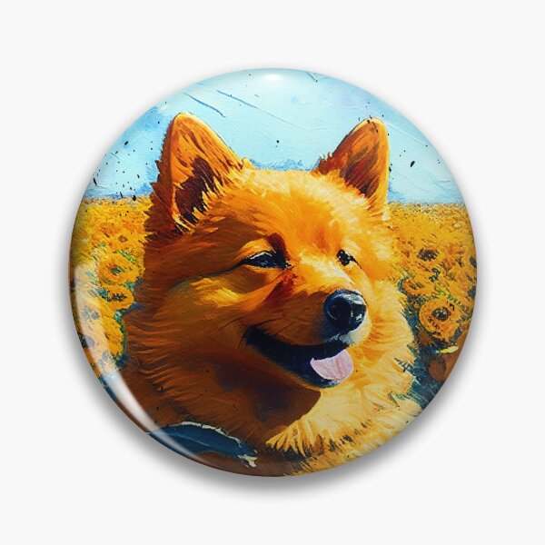Artikelvorschau, Finnish Spitz Sunflower Painting Adorable Dog entworfen und verkauft von rafaeltto.