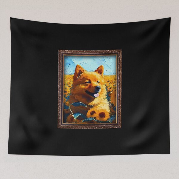 Item preview, Finnish Spitz Sunflower Painting Adorable Dog designed and sold by rafaeltto.