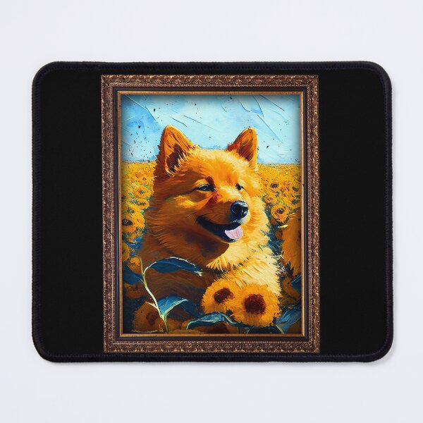 Item preview, Finnish Spitz Sunflower Painting Adorable Dog designed and sold by rafaeltto.