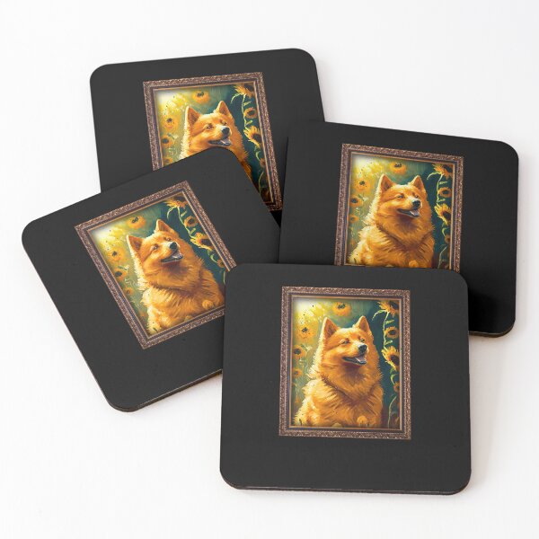 Item preview, Finnish Spitz Sunflower Painting Adorable Dog designed and sold by rafaeltto.