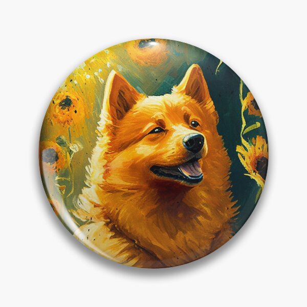 Artikelvorschau, Finnish Spitz Sunflower Painting Adorable Dog entworfen und verkauft von rafaeltto.