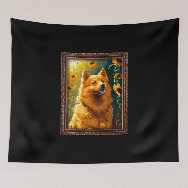 Item preview, Finnish Spitz Sunflower Painting Adorable Dog designed and sold by rafaeltto.