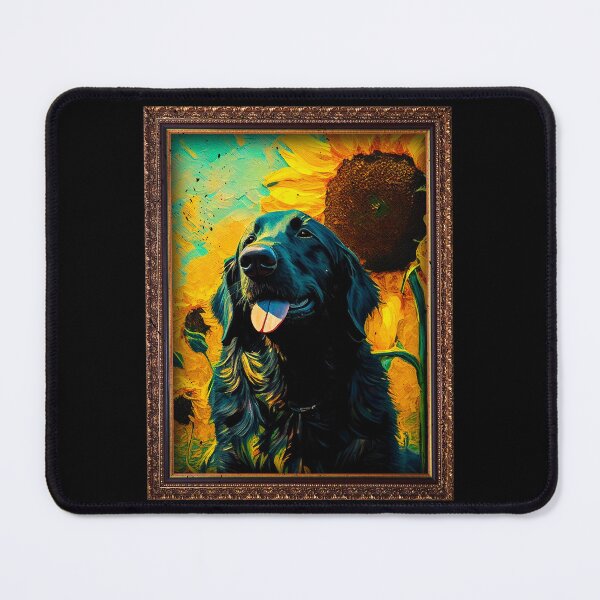 Item preview, Flat Coated Retriever Sunflower Painting Adorable Dog designed and sold by rafaeltto.