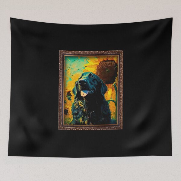 Item preview, Flat Coated Retriever Sunflower Painting Adorable Dog designed and sold by rafaeltto.