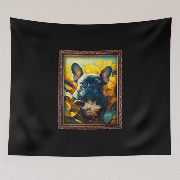 Artikelvorschau, French Bulldog Sunflower Painting Adorable Dog entworfen und verkauft von rafaeltto.