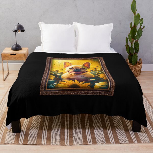 Artikelvorschau, French Bulldog Sunflower Painting Adorable Dog entworfen und verkauft von rafaeltto.