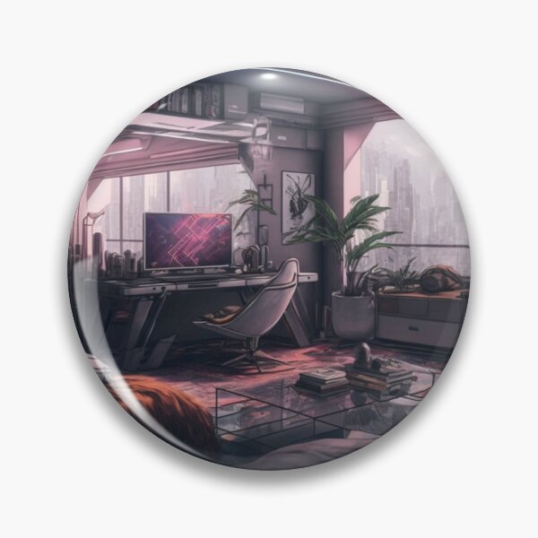 Item preview, Step into the future with this mesmerizing futuristic artwork featuring a room overlooking a breathtaking cityscape designed and sold by farizhilmi.