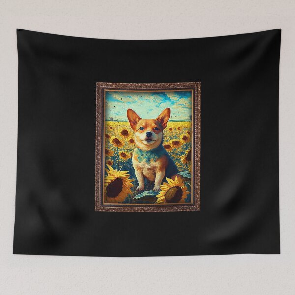 Artikelvorschau, French Bullhuahua Sunflower Painting Adorable Dog entworfen und verkauft von rafaeltto.