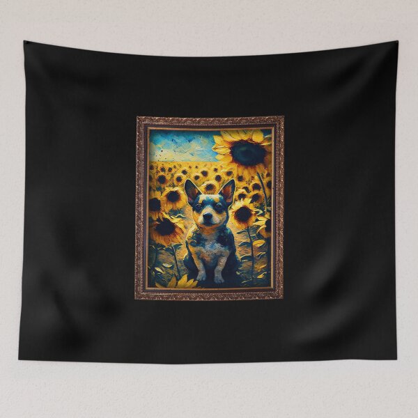 Artikelvorschau, French Bullhuahua Sunflower Painting Adorable Dog entworfen und verkauft von rafaeltto.