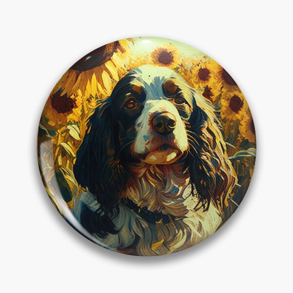 Artikelvorschau, French Spaniel Sunflower Painting Adorable Dog entworfen und verkauft von rafaeltto.
